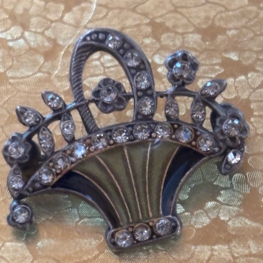 VTG Sterling Silver enamel and crystals Catherine Popesco brooch